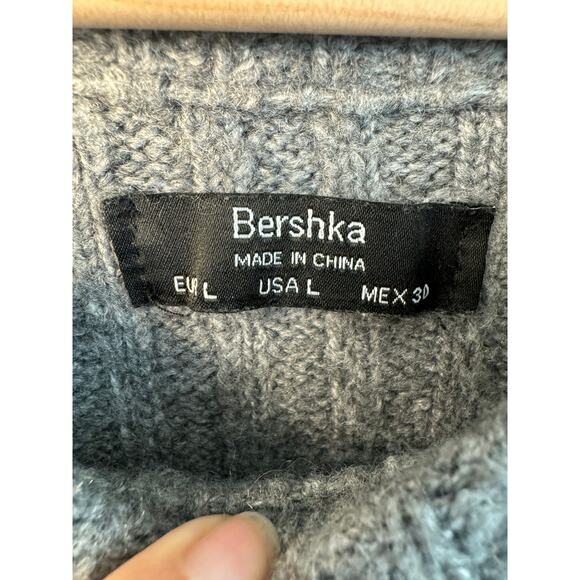 Bershka Large Gray Sweater Dress Longline Ribbed Knit - Picture 3 of 4